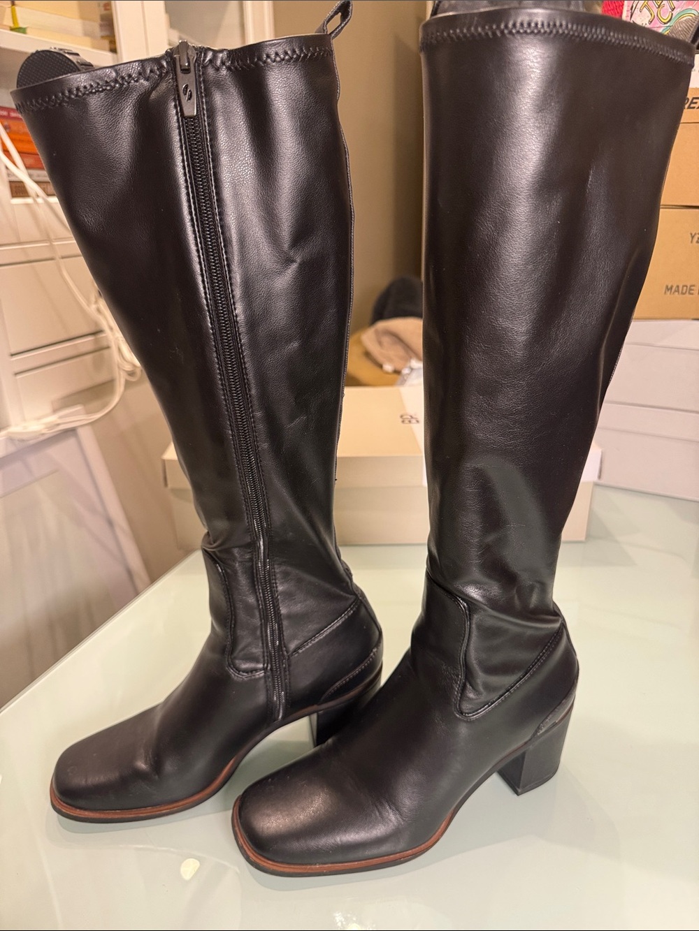 Franco Sarto Black Over-the-Knee Block Heel Boots